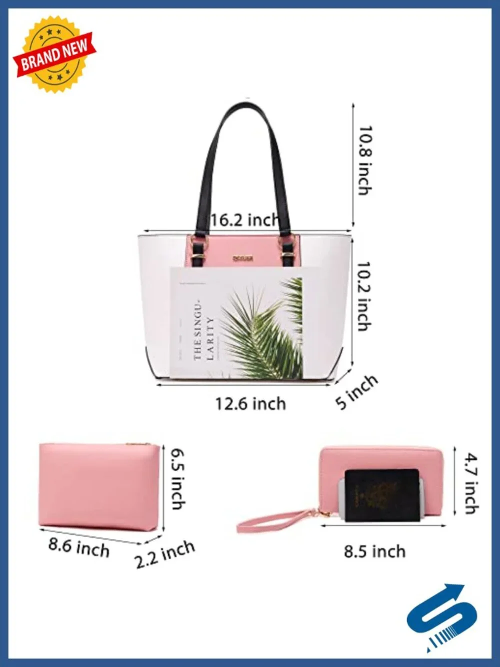 Vegan Leather Satchel Tote Set with Matching Wallet 3pcs